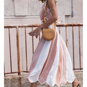 Free People Pink and White Maxi Skirt